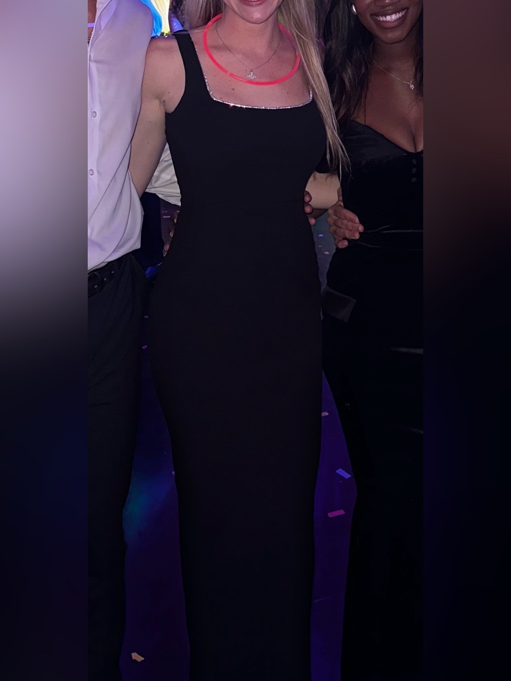 Timeless Poise Black Rhinestone Square Neck Backless Maxi Dress - Picture 3 of 3